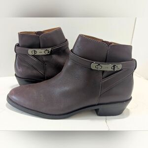 Coach Coleen Bootie Brown Burgundy Buttery Soft Leather Zip Ankle Boots Size 8.5
